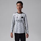 Maglia da calcio pre-partita a manica lunga Jordan Dri-FIT Paris Saint-Germain Academy Pro Night Edition – Ragazzo/a