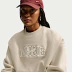 Oversized Nike Studio Fleece-sweatshirt i mellemkraftig kvalitet med rund hals og kort snit til kvinder