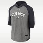 Playera de manga 3/4 con gorro Nike Dri-FIT de la MLB para hombre New York Yankees Authentic Collection Flux