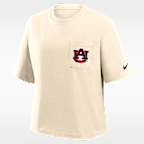 Playera universitaria Nike para mujer Auburn Pocket Boxy