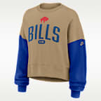 Sudadera de cuello redondo sin cierre Nike de la NFL para mujer Buffalo Bills Rewind