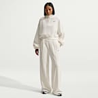 Top cropped oversized de cierre de 1/4 para mujer Nike Studio Fleece Medium Weight Plush