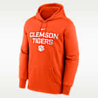 Sudadera con gorro sin cierre universitaria Nike Therma para hombre Clemson Team Stacked
