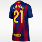 Frenkie de Jong Barcelona 2025/26 Stadium Home Big Kids' Nike Dri-FIT Soccer Jersey