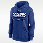 Sudadera con gorro sin cierre Nike de la MLB para mujer Los Angeles Dodgers 2026 Postseason Authentic Collection