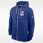 Sudadera con gorro Nike Dri-FIT de la NFL de cierre completo para hombre New York Giants Sideline Standard Issue