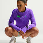 Playera de correr Dri-FIT con protección contra los rayos UV de cierre de 1/4 para mujer Nike Swift
