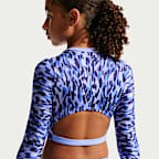 Conjunto de top cropped de manga larga y cintura alta para niña talla grande Nike Swim