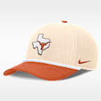 Gorra universitaria Nike ajustable para hombre Texas Primetime Rope 2-Tone Rise
