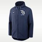 Chamarra Nike Therma-FIT de la MLB con gorro y cierre completo para hombre Tampa Bay Rays Authentic Collection