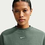 Sudadera de cuello redondo oversized cropped para mujer Nike Studio Fleece Medium Weight