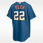 Jersey Nike Stadium de la MLB para hombre Christian Yelich Milwaukee Brewers City Connect