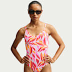 Traje de baño de una pieza con cuello en V para mujer Nike Swim