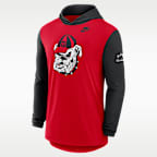 Playera de manga larga universitaria Nike Dri-FIT con gorro para hombre Georgia Campus Legacy