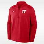 Playera de manga larga Nike Dri-FIT de la MLB de medio cierre para hombre Washington Nationals Authentic Collection