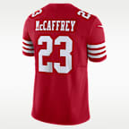 Jersey de fútbol americano Nike Dri-FIT de la NFL Limited para hombre Christian McCaffrey San Francisco 49ers
