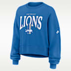 Sudadera de cuello redondo sin cierre Nike de la NFL oversized para mujer Detroit Lions Rewind Phoenix