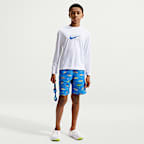 Playera de manga larga Dri-FIT UV para niño talla grande Nike Swim Hydroguard