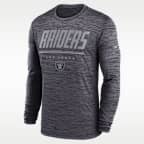 Playera de manga larga Nike Dri-FIT de la NFL para hombre Las Vegas Raiders Sideline Team Issue Velocity