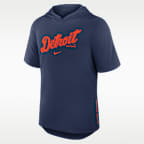 Detroit Tigers Arched Wordmark Men's Nike Dri-FIT MLB Hooded T-Shirt