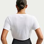 NikeSKIMS Performance Cotton Blend Cropped-Twist-Kurzarm-Oberteil mit V-Ausschnitt (Damen)