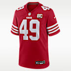 Jersey Nike de la NFL Game para hombre The Faithful San Francisco 49ers 80th Anniversary