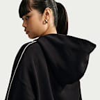 Dámská středně silná oversize zkrácená mikina s kapucí a plným zipem Nike Studio Fleece