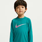 Conjunto de playera de manga larga y shorts para niño talla pequeña Nike Swim Breaker Logo Tape