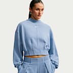 Nike Studio Fleece Lightweight "French Terry" Women's Oversized Cropped Pleated Crew