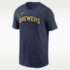 Playera Nike de la MLB para hombre Jackson Chourio Milwaukee Brewers Fuse