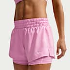 Shorts Dri-FIT 2 en 1 de tiro medio de 8 cm para mujer Nike One