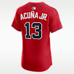 Jersey Nike Dri-FIT ADV de la MLB Elite para hombre Ronald Acuña Jr. Atlanta Braves