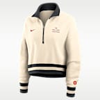 Sudadera de cuello redondo universitaria Nike cropped de cierre de 1/4 para mujer Ohio State Legacy