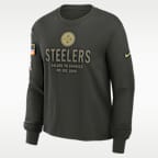 Playera de manga larga Nike Dri-FIT de la NFL para mujer Pittsburgh Steelers Salute to Service Sideline