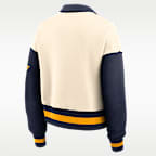 Sudadera de cuello redondo universitaria Nike oversized cropped con cierre de 1/4 para mujer West Virginia Legacy