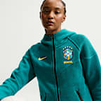 Sudadera con gorro de fútbol Nike de cierre completo para mujer Brazil Tech Fleece Windrunner