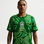 Jersey de fútbol de manga corta Nike Dri-FIT replica de Brasil portero 2026 Stadium para hombre
