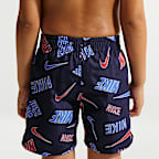 Conjunto de playera de manga larga y shorts para niño talla pequeña Nike Swim Breaker Logo Tape