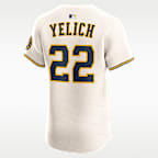 Jersey Nike Dri-FIT ADV de la MLB Elite para hombre Christian Yelich Milwaukee Brewers