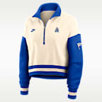Sudadera de cuello redondo universitaria Nike oversized cropped con cierre de 1/4 para mujer Duke Legacy