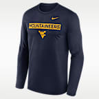 Playera de manga larga universitaria Nike Dri-FIT para hombre West Virginia Primetime Legend 2-Hit
