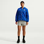 Chelsea FC Phoenix Fleece Nike Soccer ekstra stor hettejakke med hel glidelås til dame