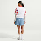 Shorts Nike Studio plisados de tiro alto para mujer y tejido Fleece ligero "French Terry"