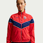 Chamarra de fútbol Nike de tejido Woven con protección contra los rayos UV para mujer Noruega Windrunner