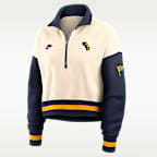 Sudadera de cuello redondo universitaria Nike oversized cropped con cierre de 1/4 para mujer West Virginia Legacy