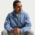 Fleecehuvtröja Nike Solo Swoosh med hel dragkedja för män