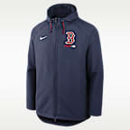 Chamarra Nike Therma-FIT de la MLB con gorro y cierre completo para hombre Boston Red Sox Authentic Collection
