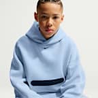 Φούτερ με κουκούλα σε φαρδιά γραμμή Nike Sportswear Tech Fleece για μεγάλα αγόρια