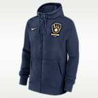 Sudadera con gorro Nike de la MLB de cierre completo para hombre Milwaukee Brewers Lockup
