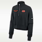 Cincinnati Bengals Phoenix Women's Nike NFL Cropped 1/4-Zip Crew